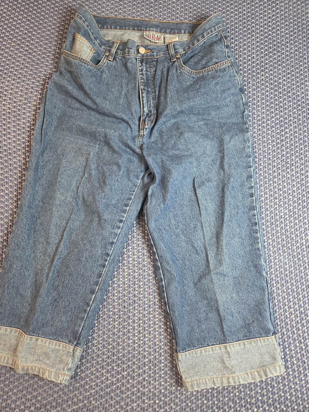Vintage Bill Blass denim capri pants distinct two-tone cuffed Jeans #0434